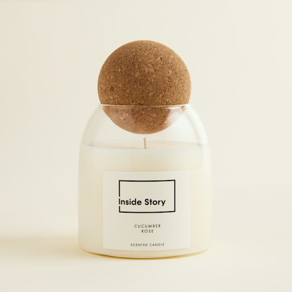Cucumber Rose Cork Ball Candle