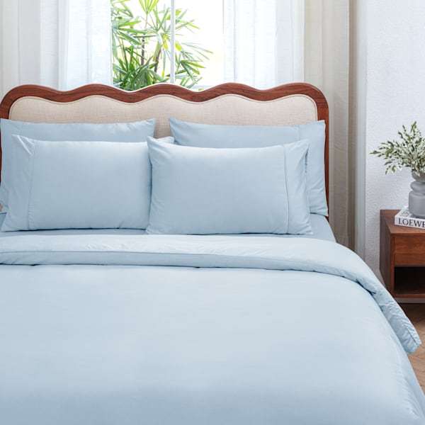 Valentina Egyptian Cotton Pillowcase In Blue 600 Thread Count