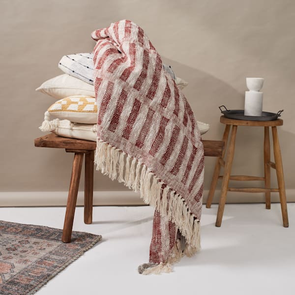 Cotton Block Striped Throw